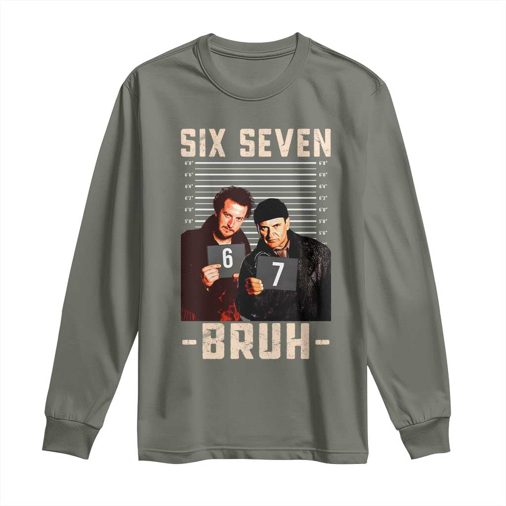 Funny 6 7 Meme Long Sleeve Shirt Retro Home Christmas Movie Alone - Wonder Print Shop