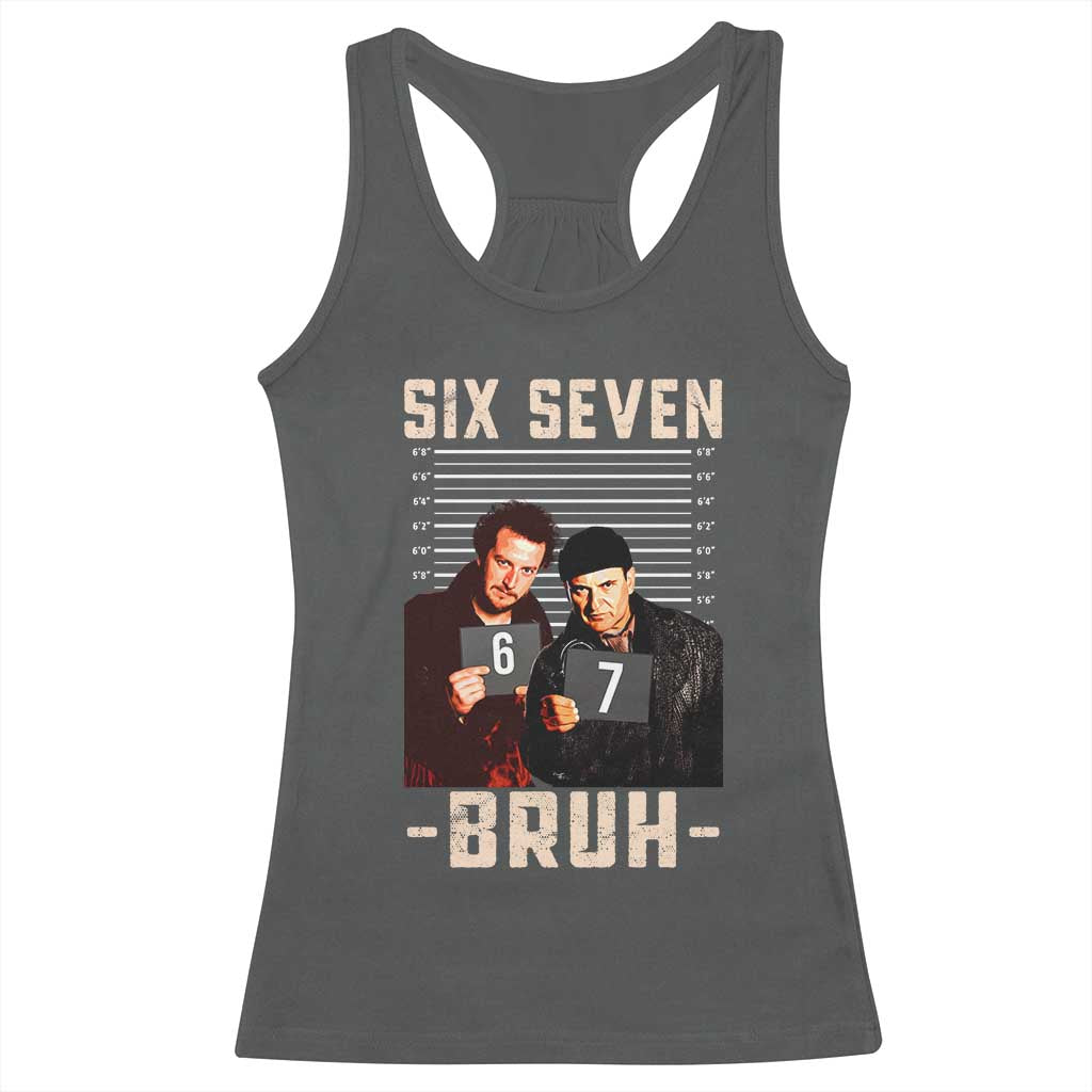 Funny 6 7 Meme Racerback Tank Top Retro Home Christmas Movie Alone - Wonder Print Shop