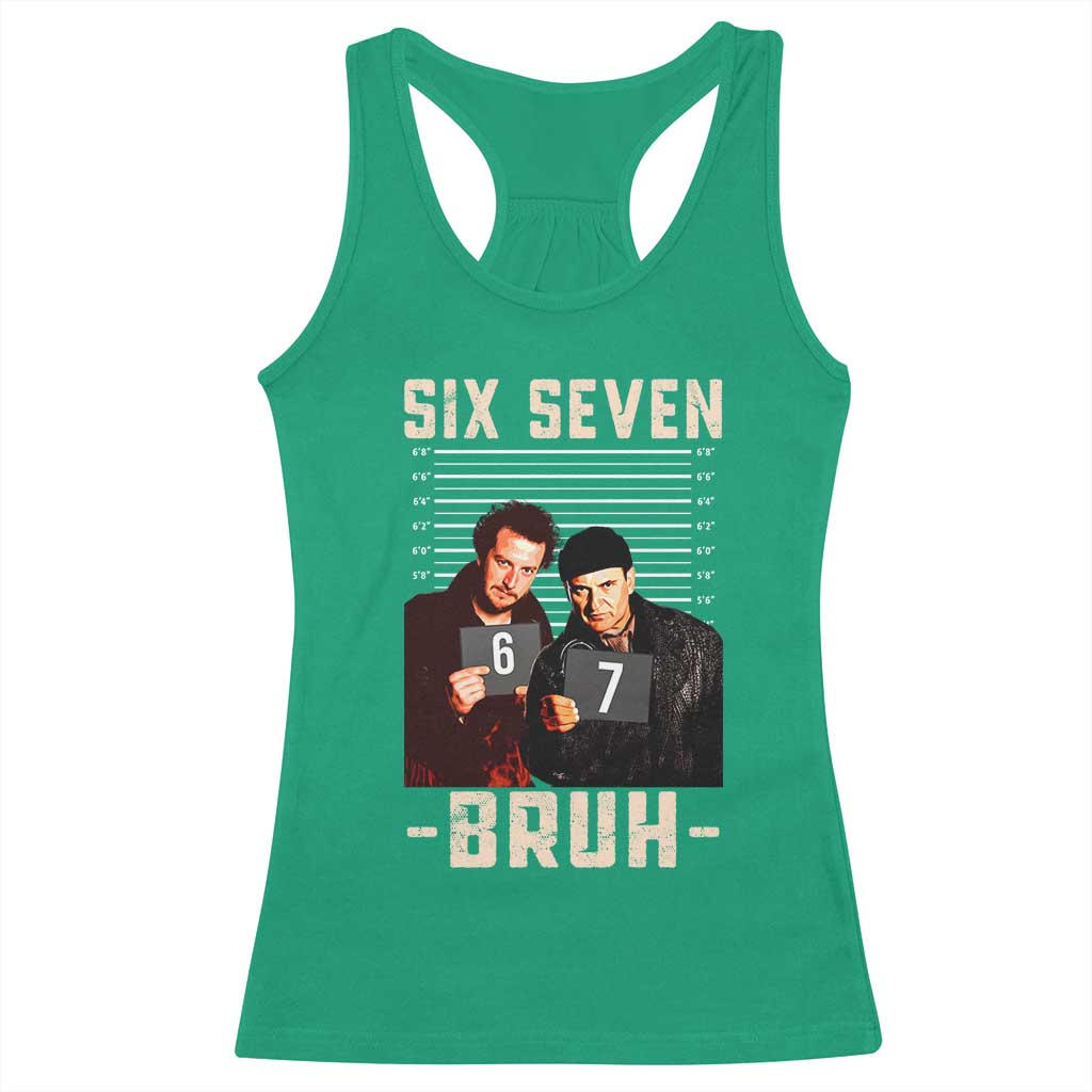 Funny 6 7 Meme Racerback Tank Top Retro Home Christmas Movie Alone - Wonder Print Shop