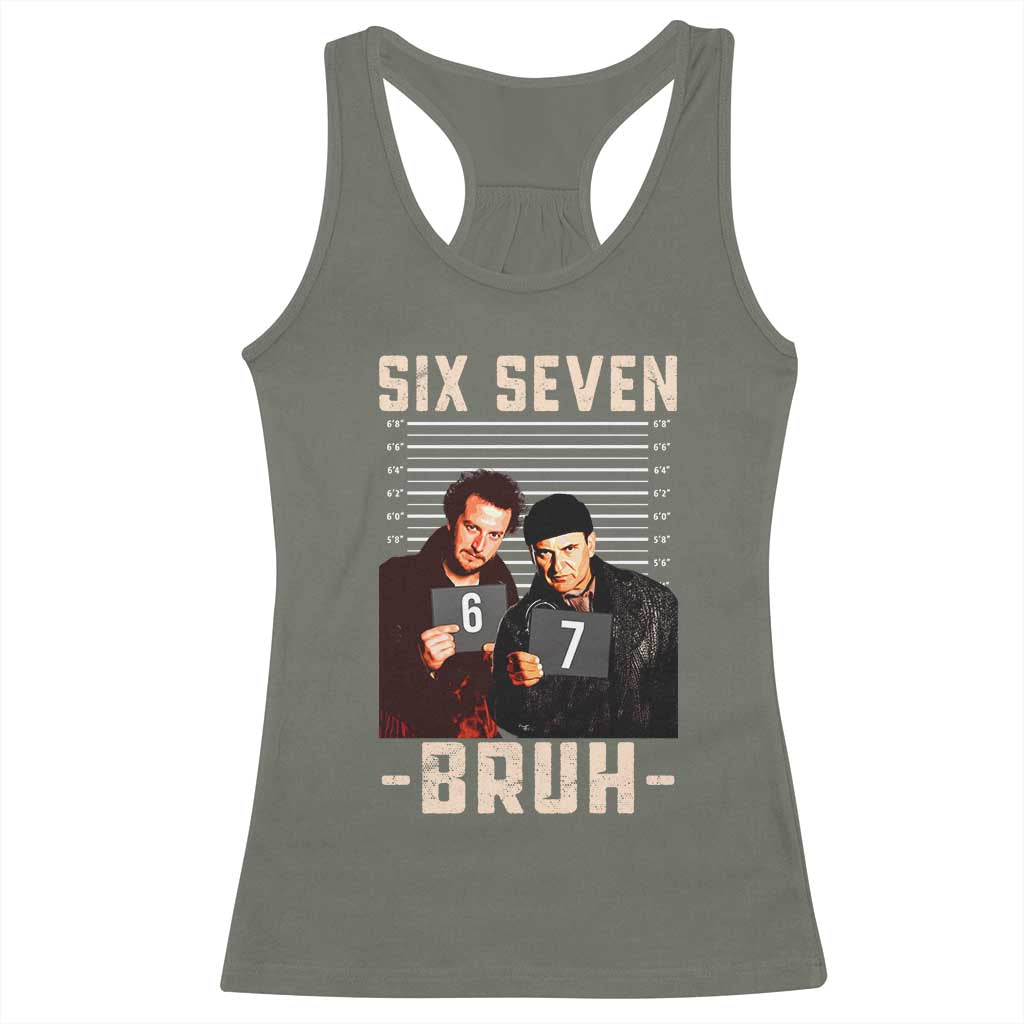 Funny 6 7 Meme Racerback Tank Top Retro Home Christmas Movie Alone - Wonder Print Shop