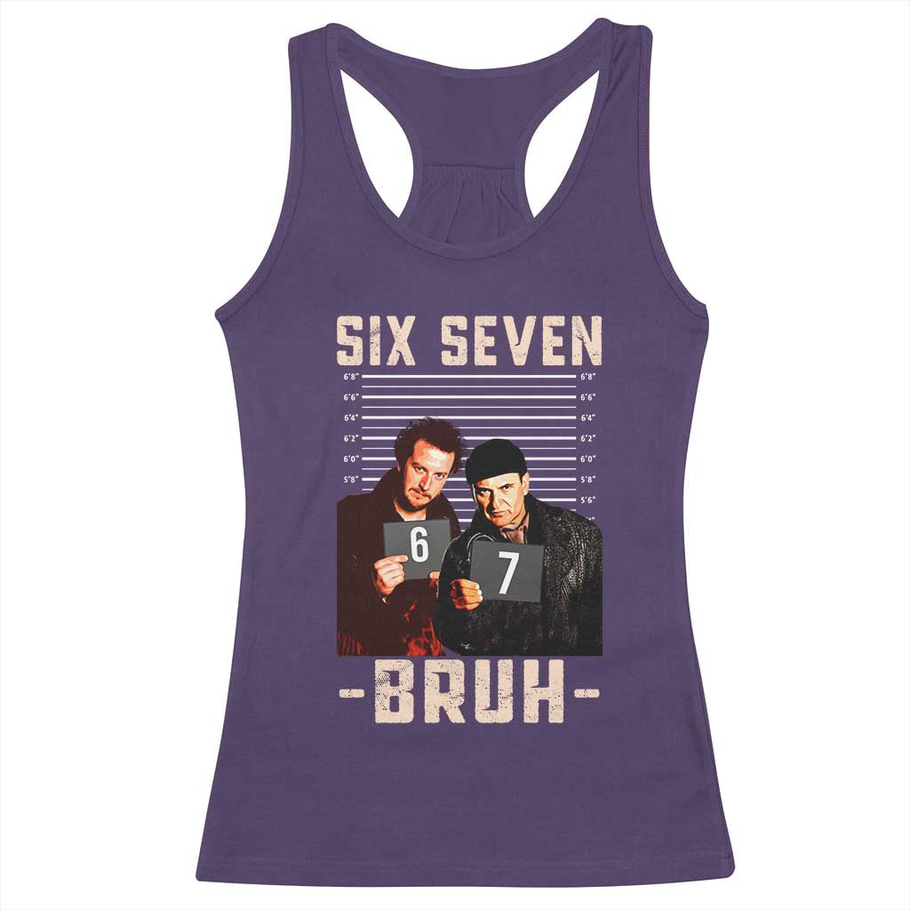 Funny 6 7 Meme Racerback Tank Top Retro Home Christmas Movie Alone - Wonder Print Shop