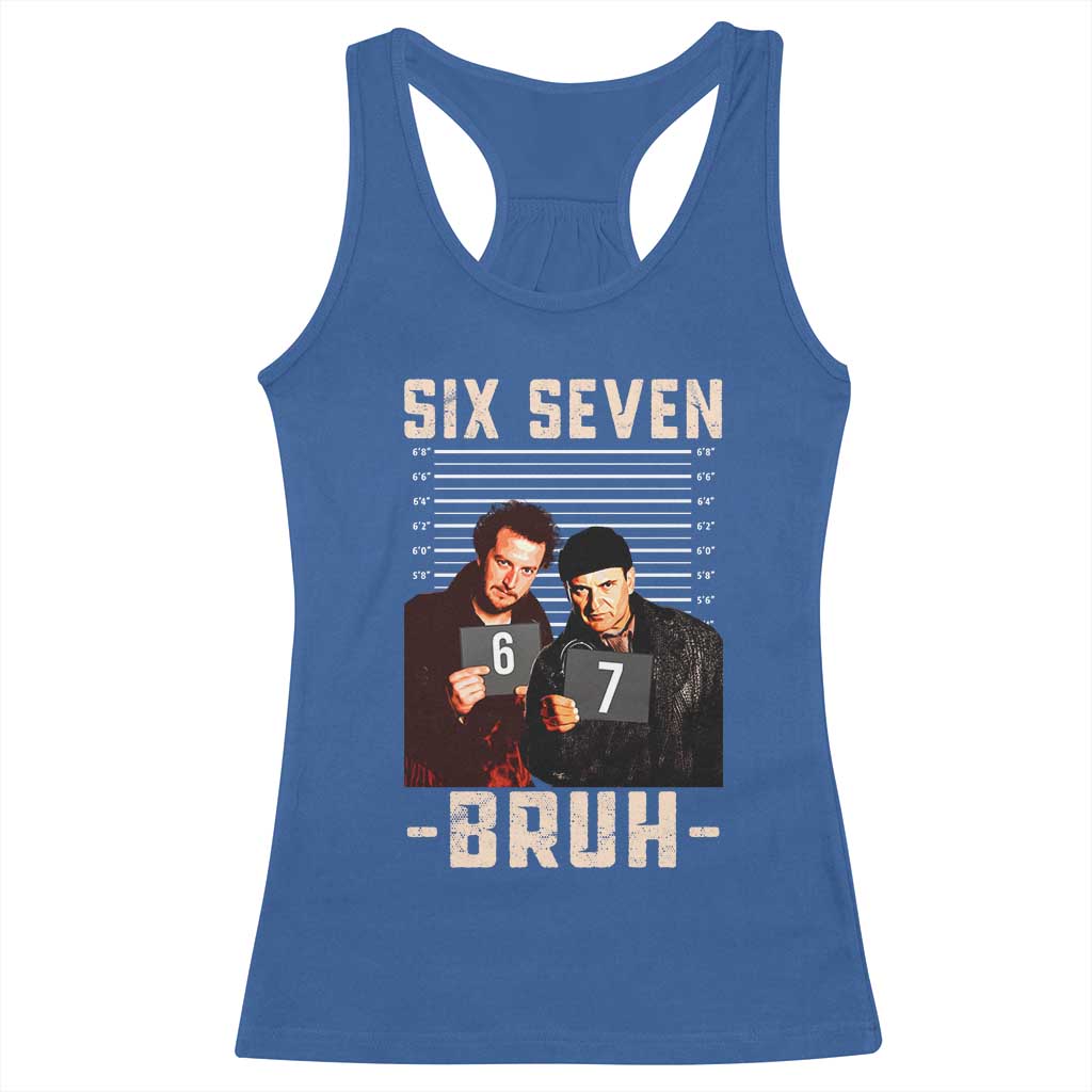 Funny 6 7 Meme Racerback Tank Top Retro Home Christmas Movie Alone - Wonder Print Shop