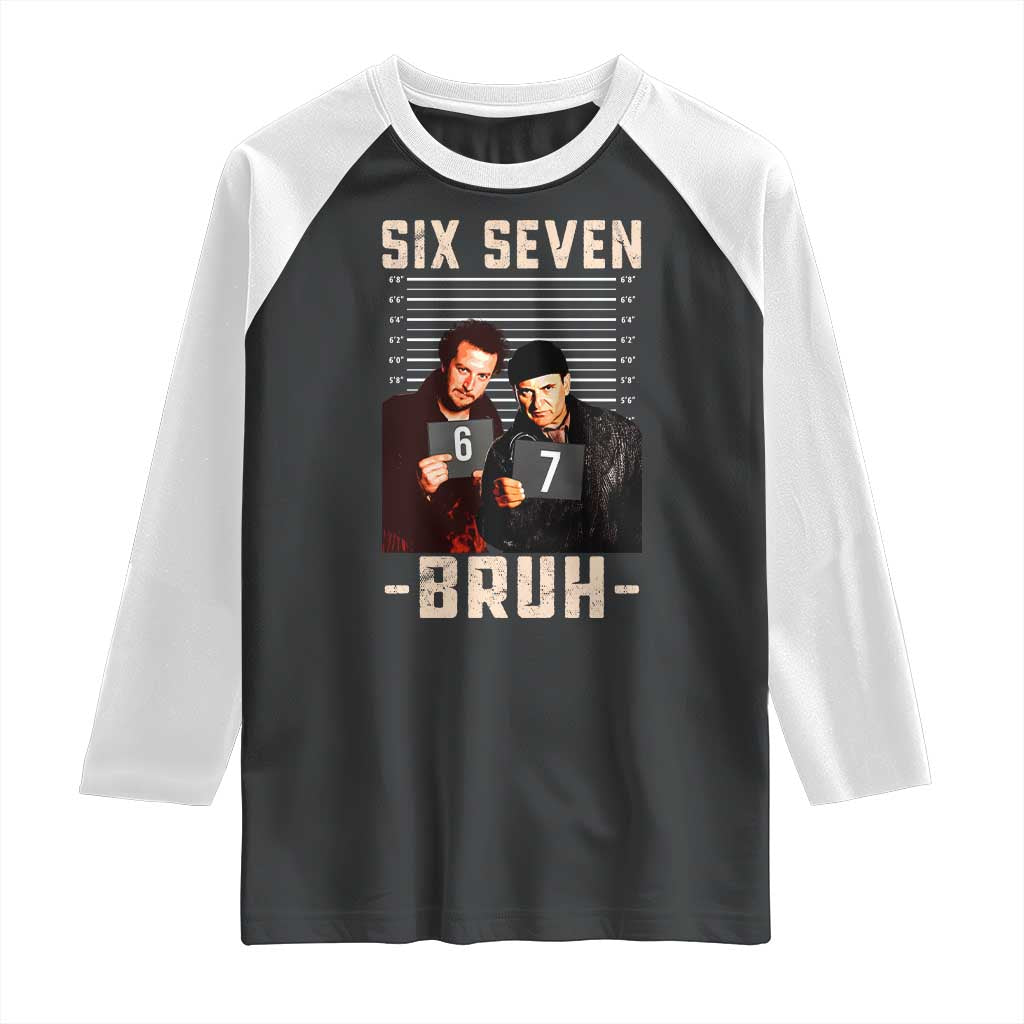 Funny 6 7 Meme Raglan Shirt Retro Home Christmas Movie Alone - Wonder Print Shop