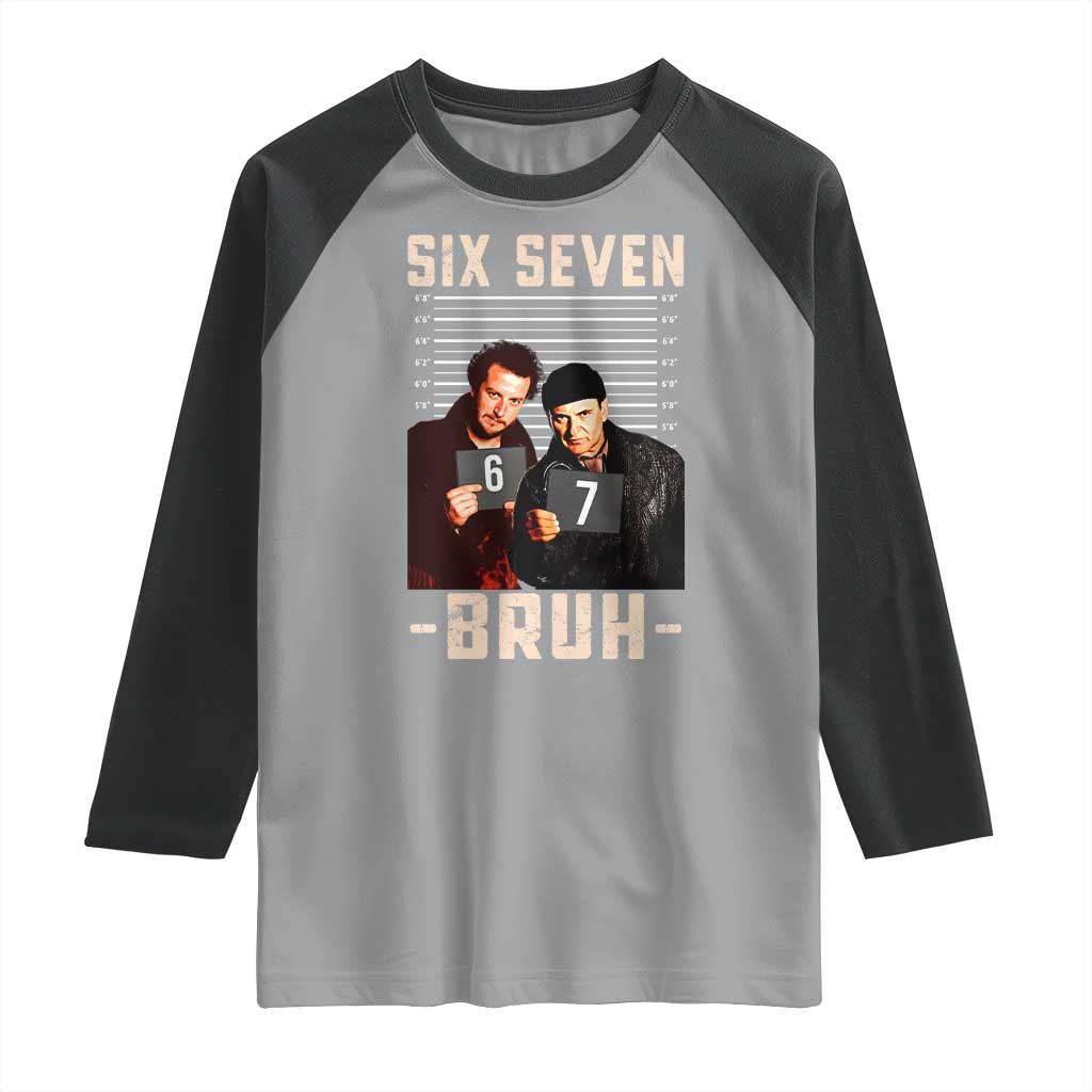 Funny 6 7 Meme Raglan Shirt Retro Home Christmas Movie Alone - Wonder Print Shop