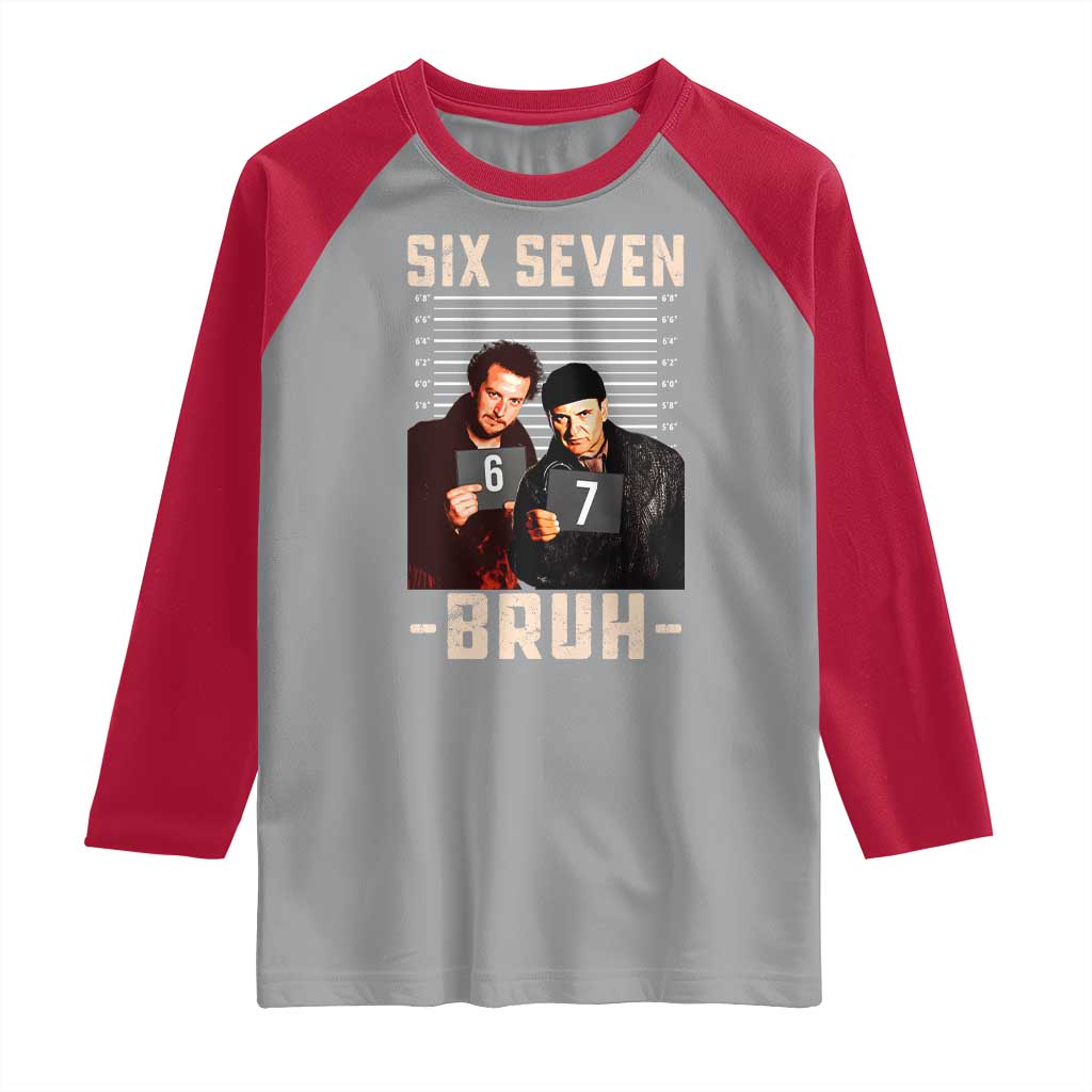 Funny 6 7 Meme Raglan Shirt Retro Home Christmas Movie Alone - Wonder Print Shop