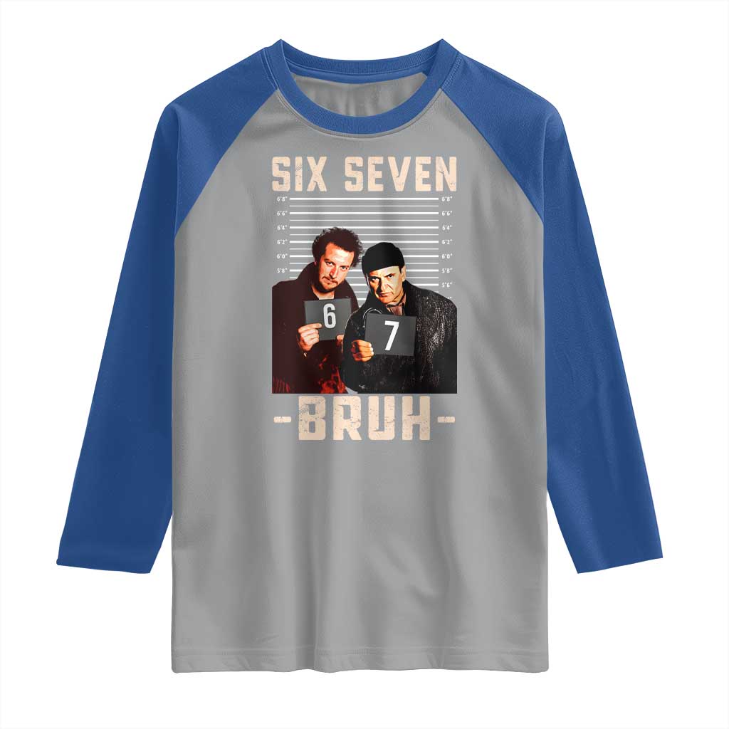 Funny 6 7 Meme Raglan Shirt Retro Home Christmas Movie Alone - Wonder Print Shop