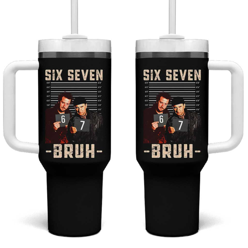 Funny 6 7 Meme Tumbler With Handle Retro Home Christmas Movie Alone - Wonder Print Shop
