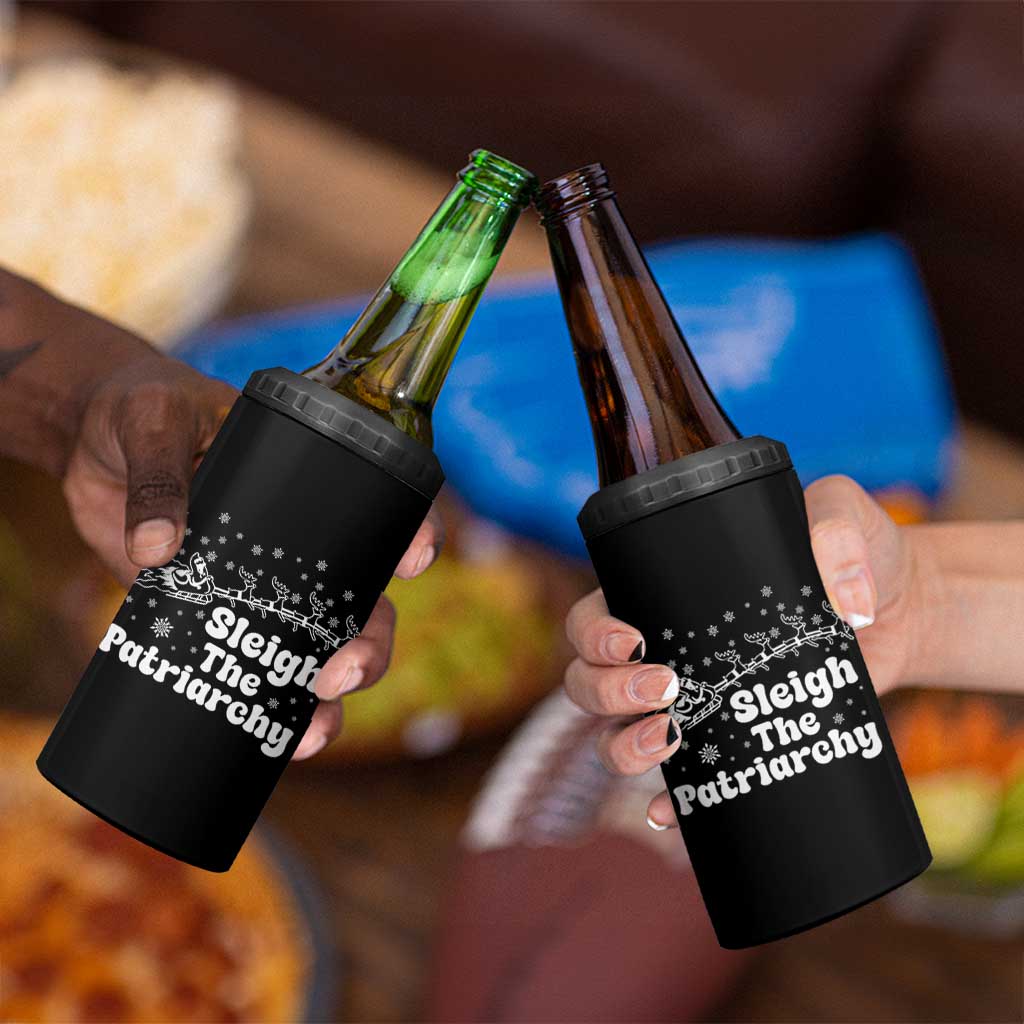 Sleigh The Patriarchy 4 in 1 Can Cooler Tumbler Christmas Feminist Womens Rights - Wonder Print Shop