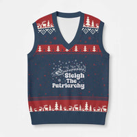 Sleigh The Patriarchy V-Neck Knit Sweater Vest Xmas Feminist Womens Rights - Wonder Print Shop