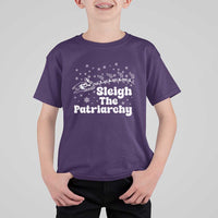 Sleigh The Patriarchy T Shirt For Kid Christmas Feminist Womens Rights - Wonder Print Shop