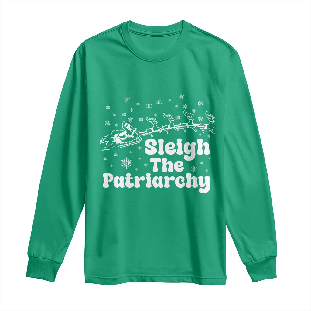 Sleigh The Patriarchy Long Sleeve Shirt Christmas Feminist Womens Rights - Wonder Print Shop