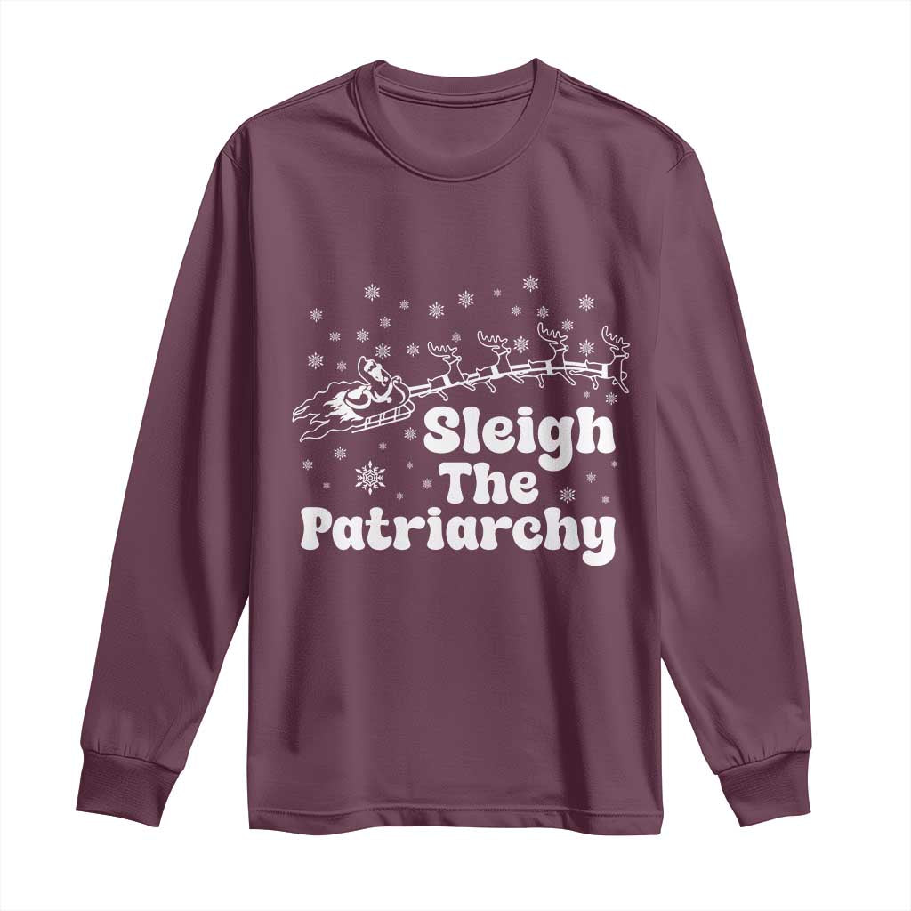 Sleigh The Patriarchy Long Sleeve Shirt Christmas Feminist Womens Rights - Wonder Print Shop