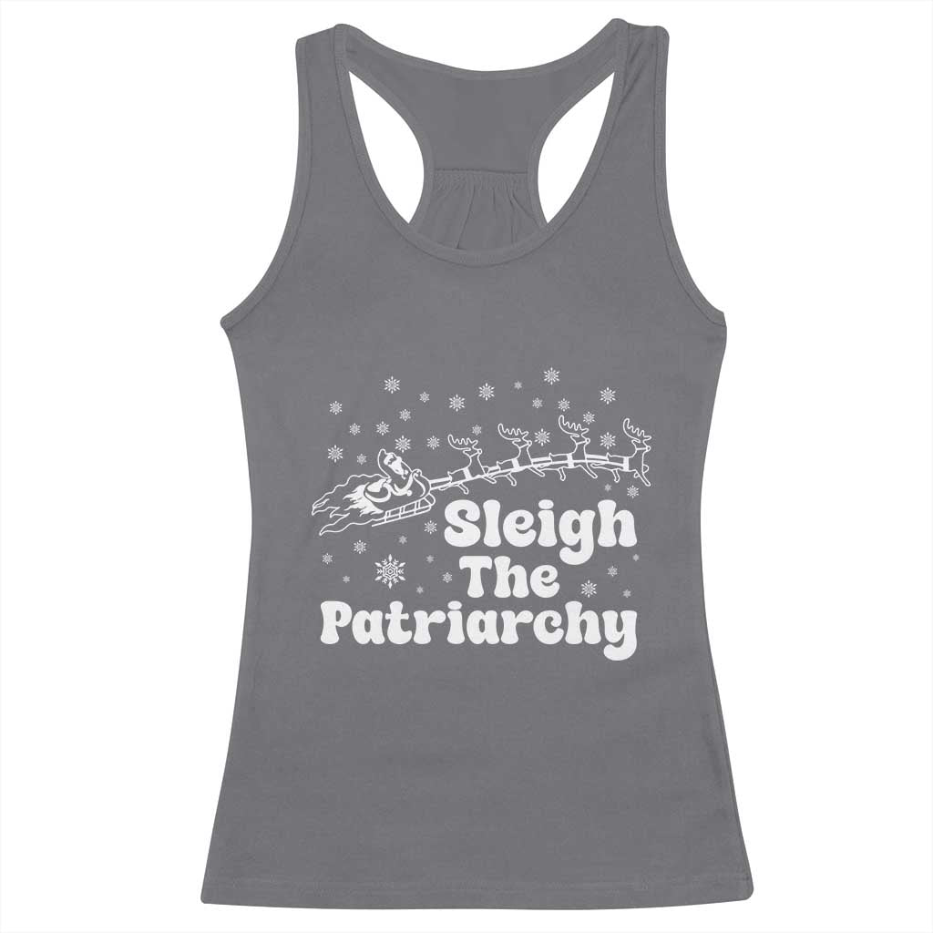Sleigh The Patriarchy Racerback Tank Top Christmas Feminist Womens Rights - Wonder Print Shop