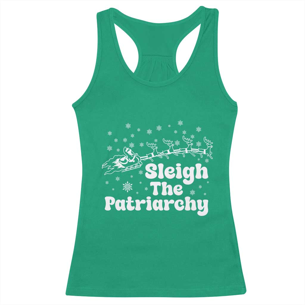 Sleigh The Patriarchy Racerback Tank Top Christmas Feminist Womens Rights - Wonder Print Shop