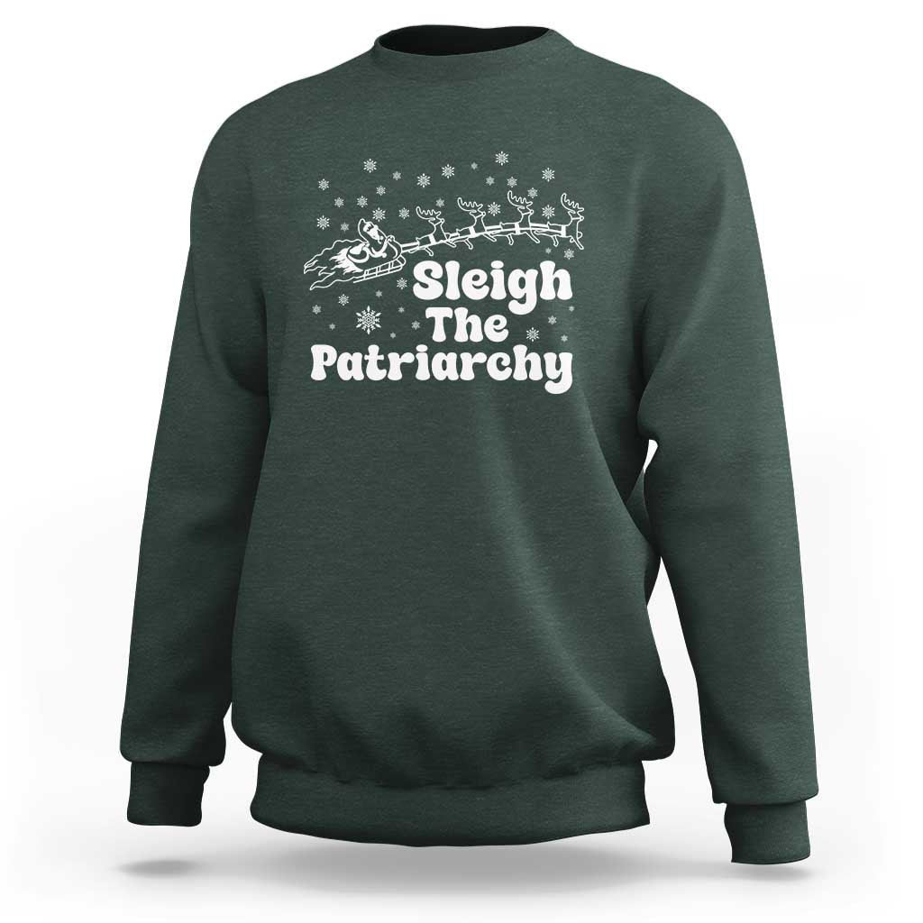 Sleigh The Patriarchy Sweatshirt Christmas Feminist Womens Rights - Wonder Print Shop