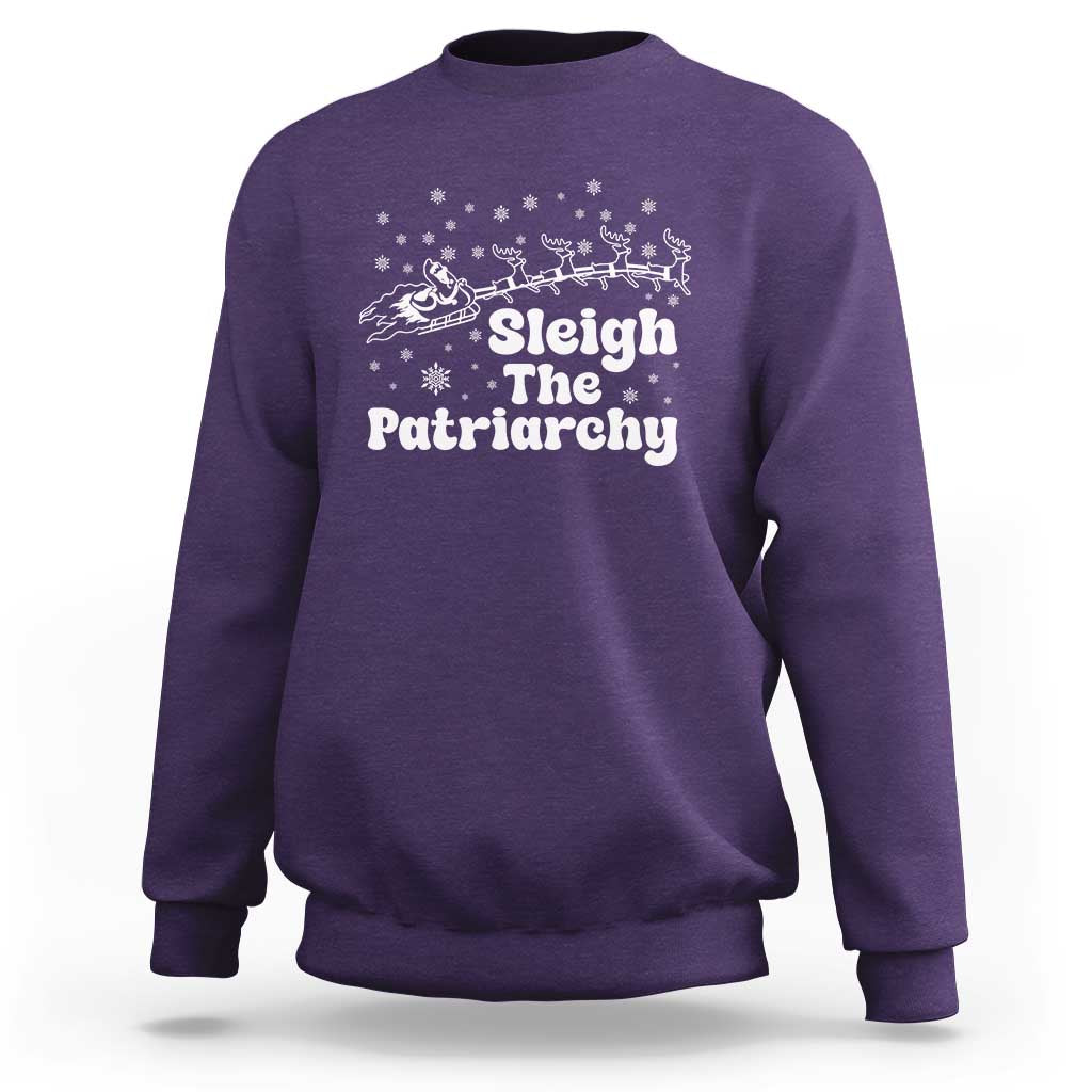 Sleigh The Patriarchy Sweatshirt Christmas Feminist Womens Rights - Wonder Print Shop