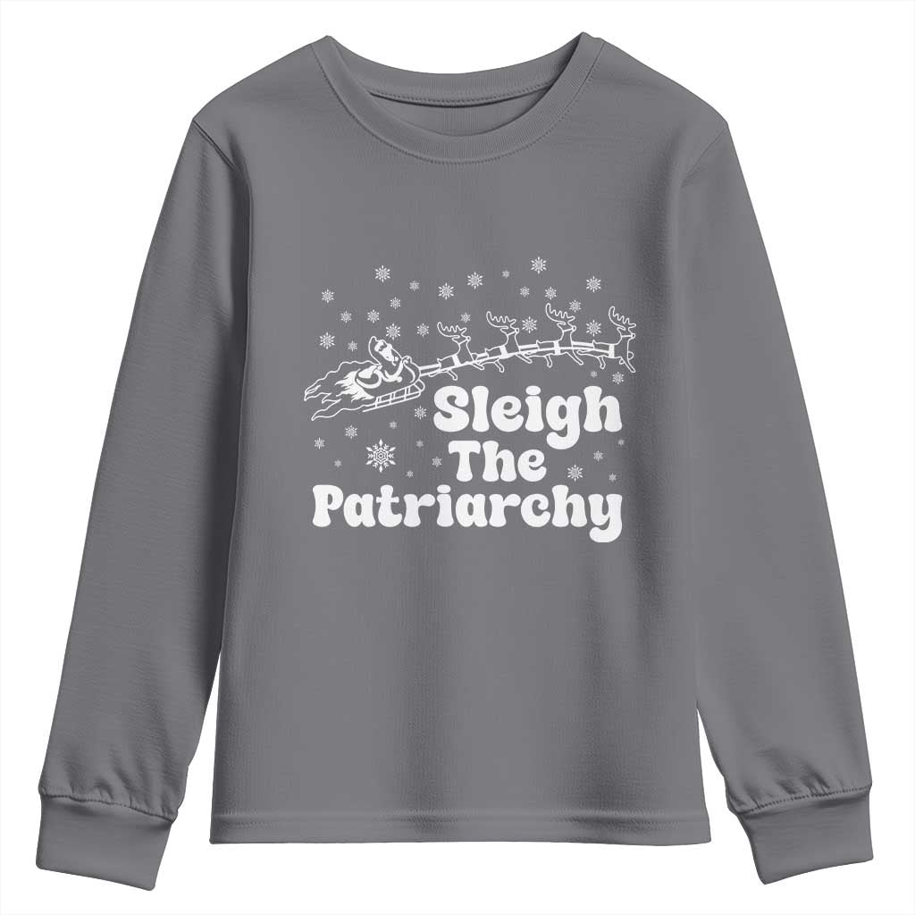 Sleigh The Patriarchy Youth Sweatshirt Christmas Feminist Womens Rights - Wonder Print Shop