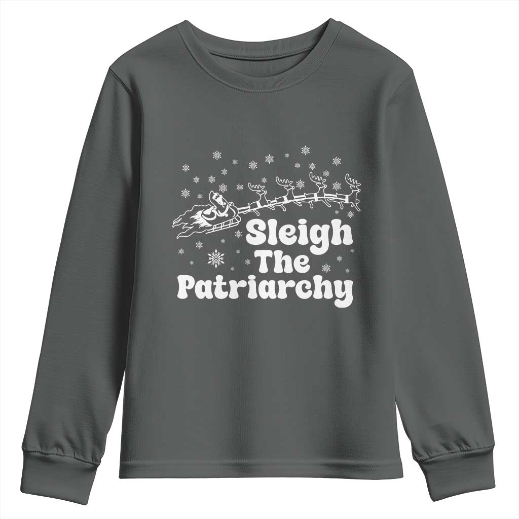 Sleigh The Patriarchy Youth Sweatshirt Christmas Feminist Womens Rights - Wonder Print Shop