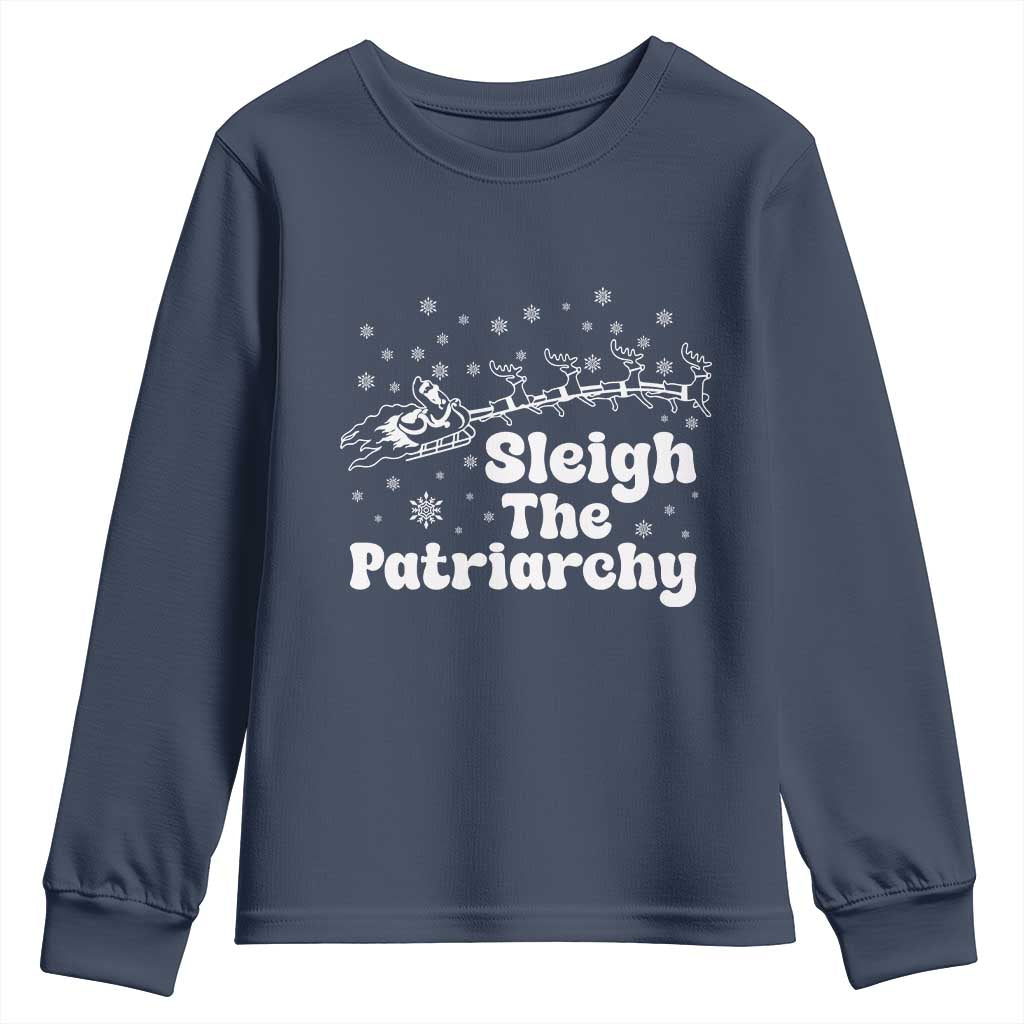 Sleigh The Patriarchy Youth Sweatshirt Christmas Feminist Womens Rights - Wonder Print Shop