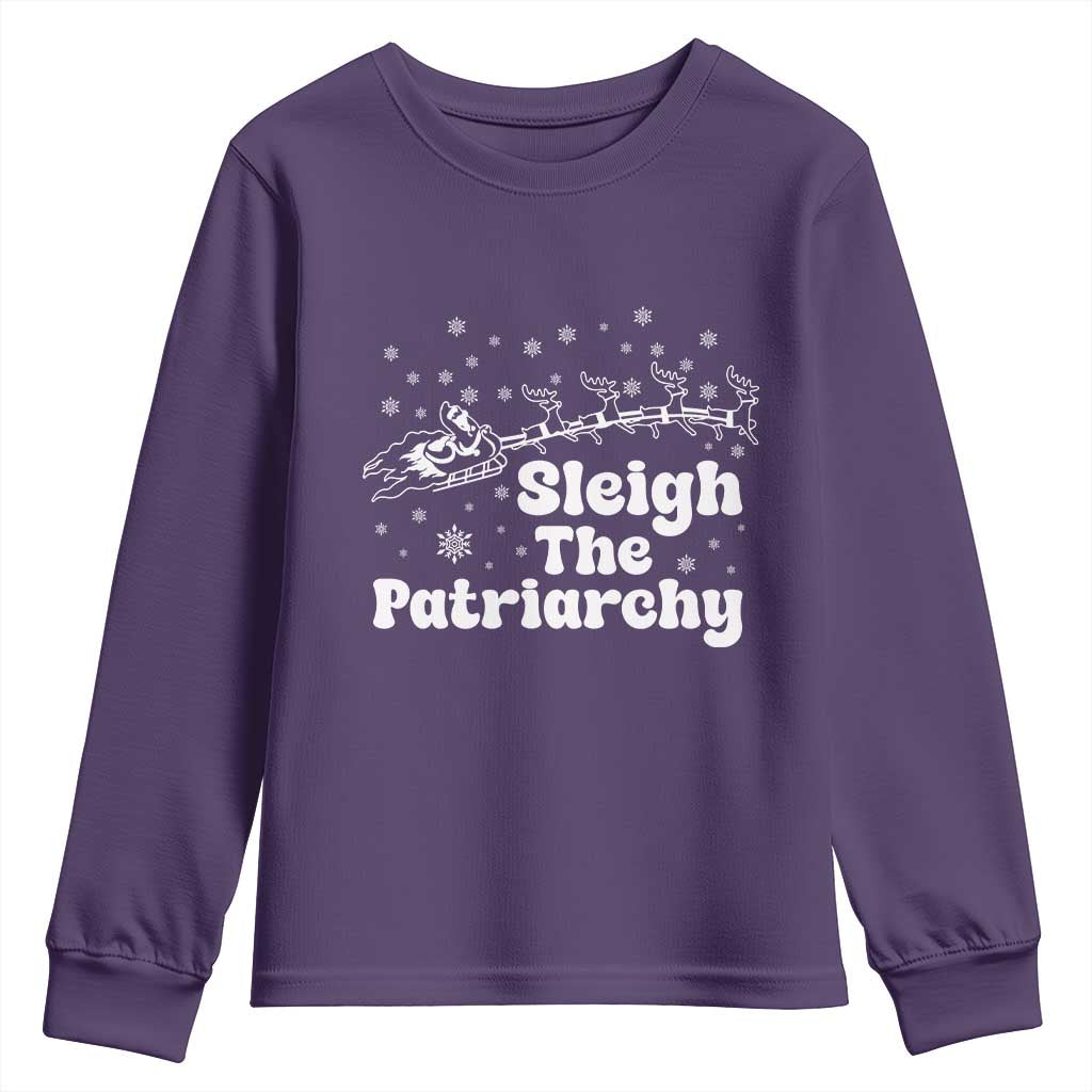 Sleigh The Patriarchy Youth Sweatshirt Christmas Feminist Womens Rights - Wonder Print Shop