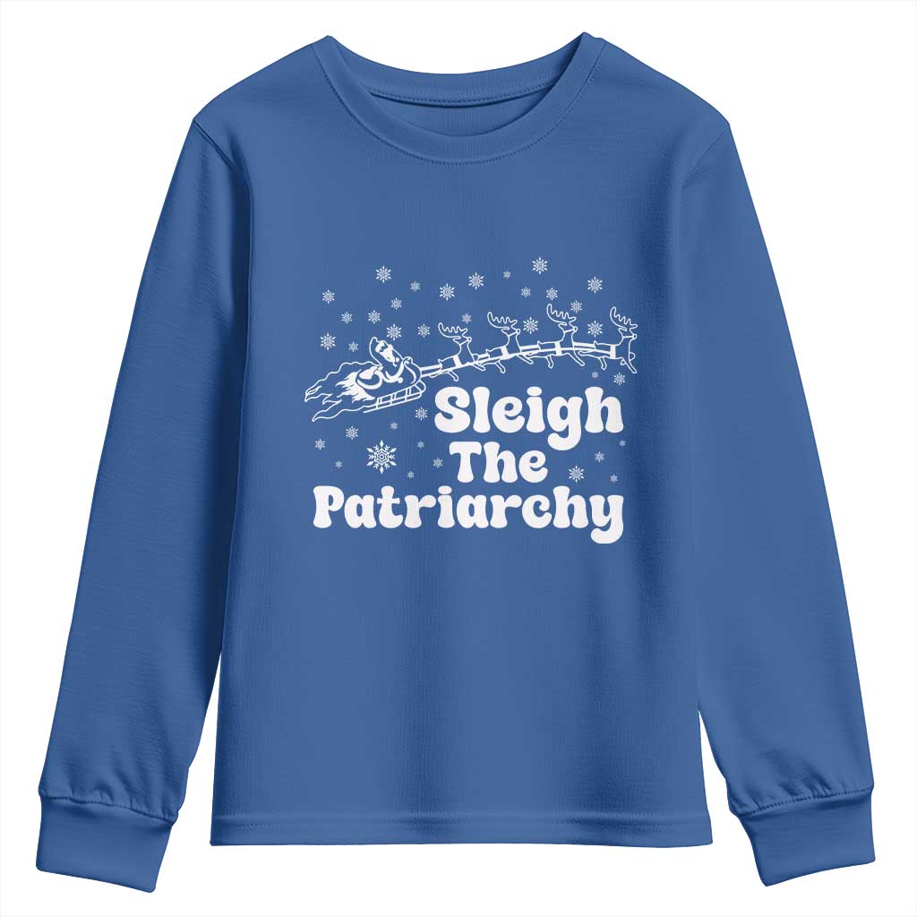 Sleigh The Patriarchy Youth Sweatshirt Christmas Feminist Womens Rights - Wonder Print Shop
