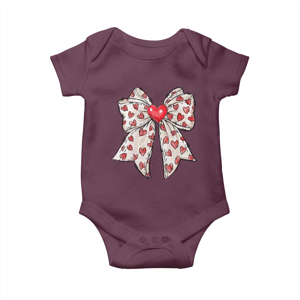 Coquette Valentine's Day Baby Onesie Heart Bow