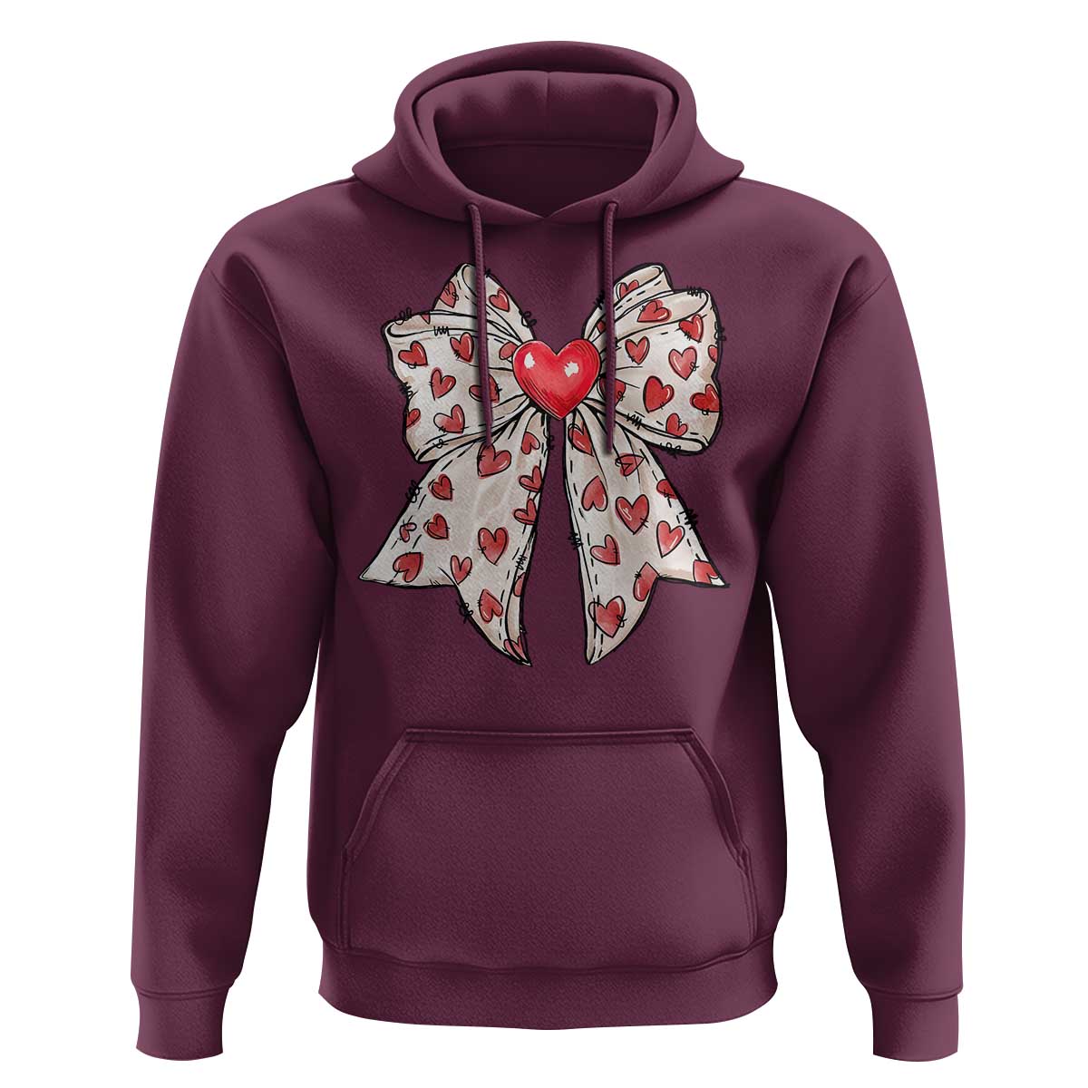 Coquette Valentine's Day Hoodie Heart Bow