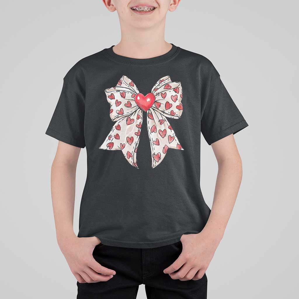 Coquette Valentine's Day T Shirt For Kid Heart Bow