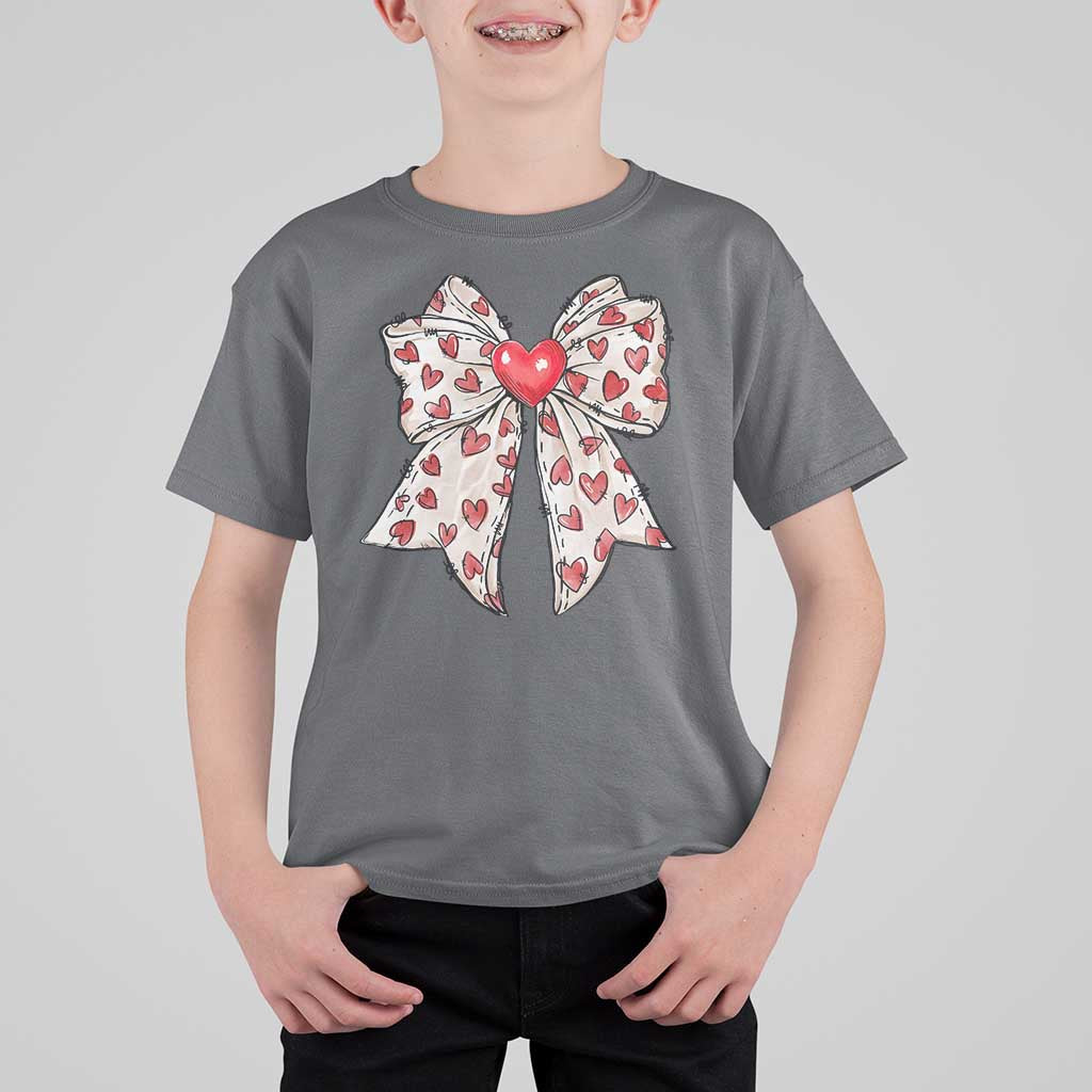 Coquette Valentine's Day T Shirt For Kid Heart Bow