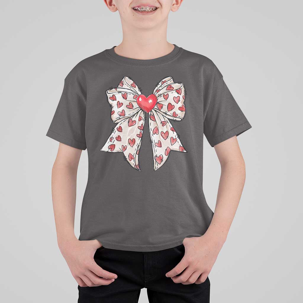 Coquette Valentine's Day T Shirt For Kid Heart Bow