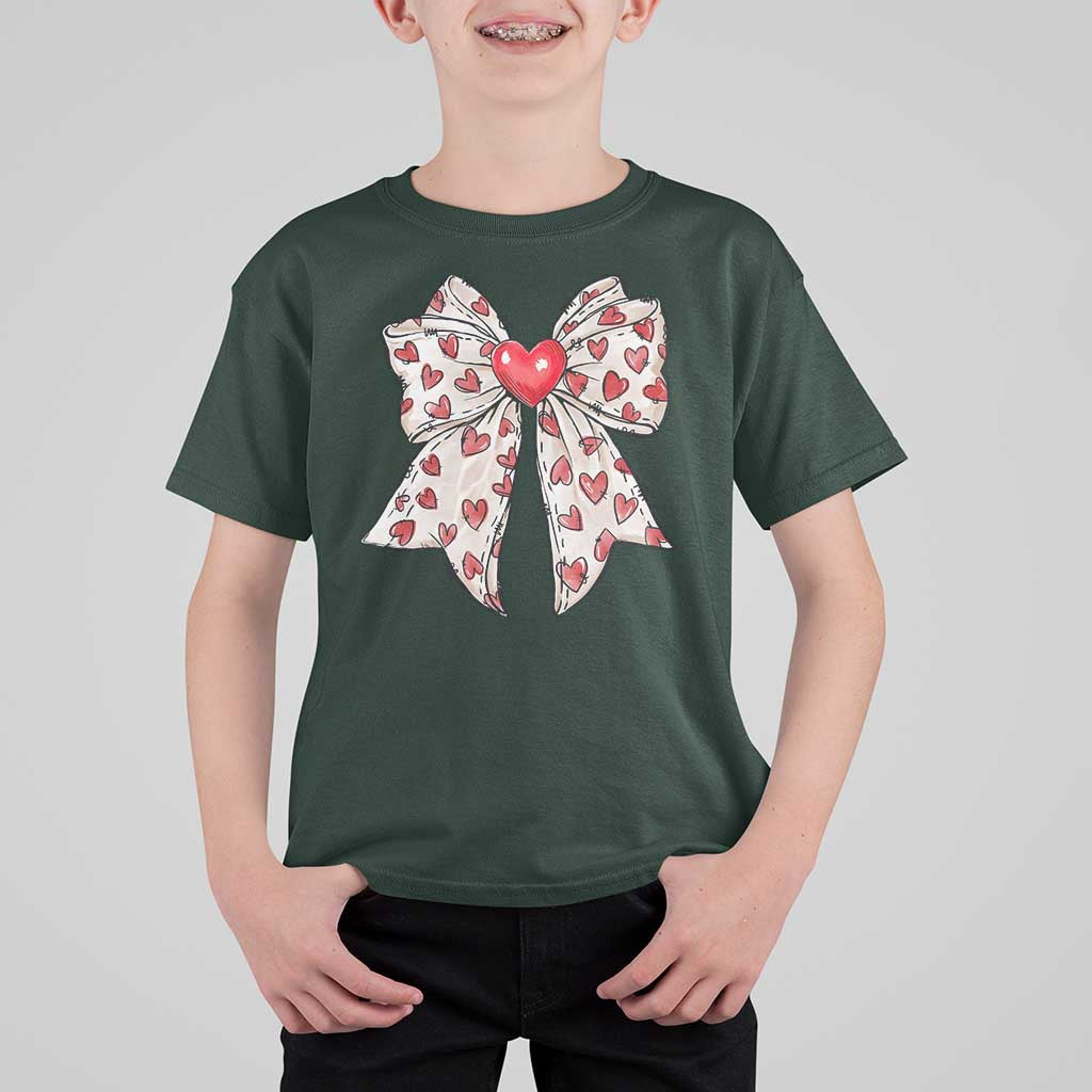 Coquette Valentine's Day T Shirt For Kid Heart Bow