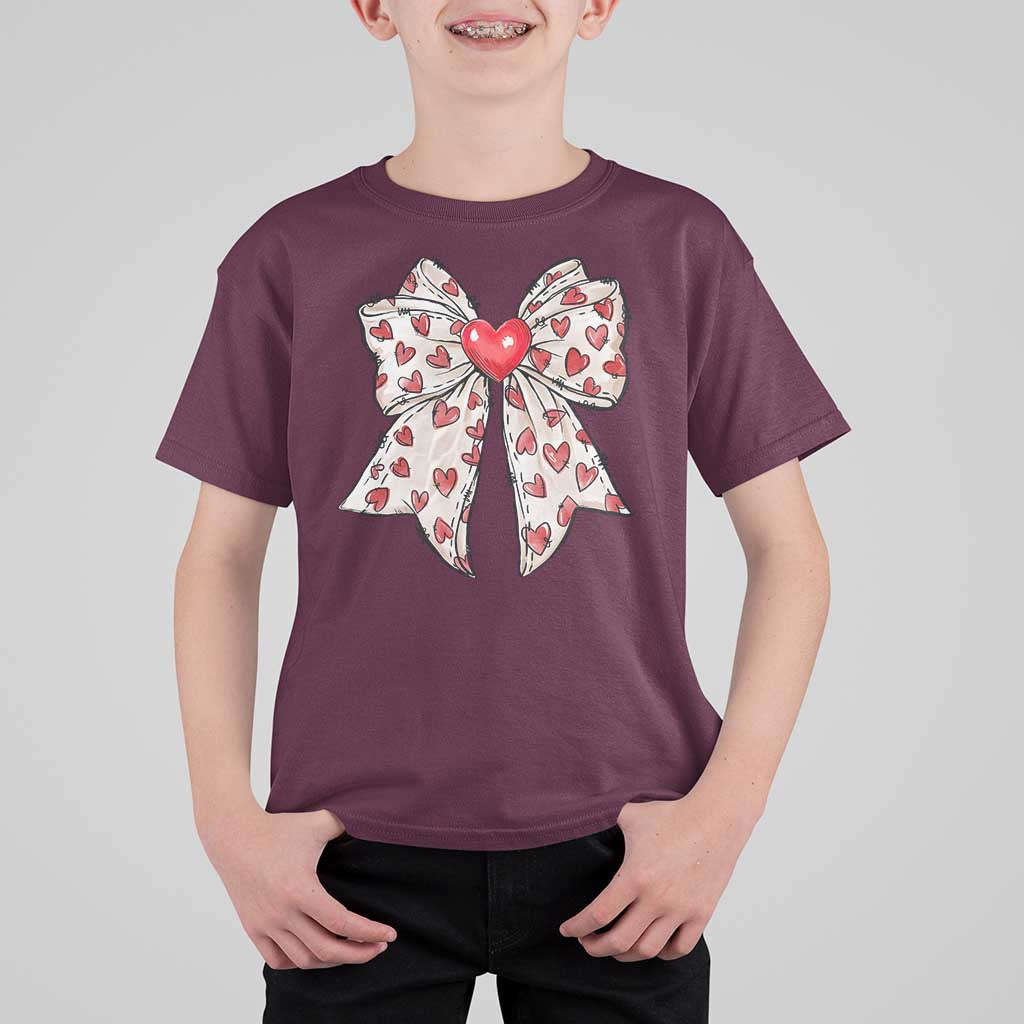 Coquette Valentine's Day T Shirt For Kid Heart Bow