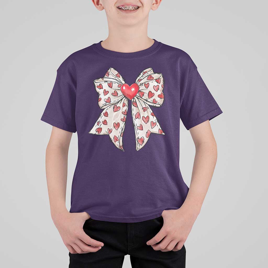 Coquette Valentine's Day T Shirt For Kid Heart Bow