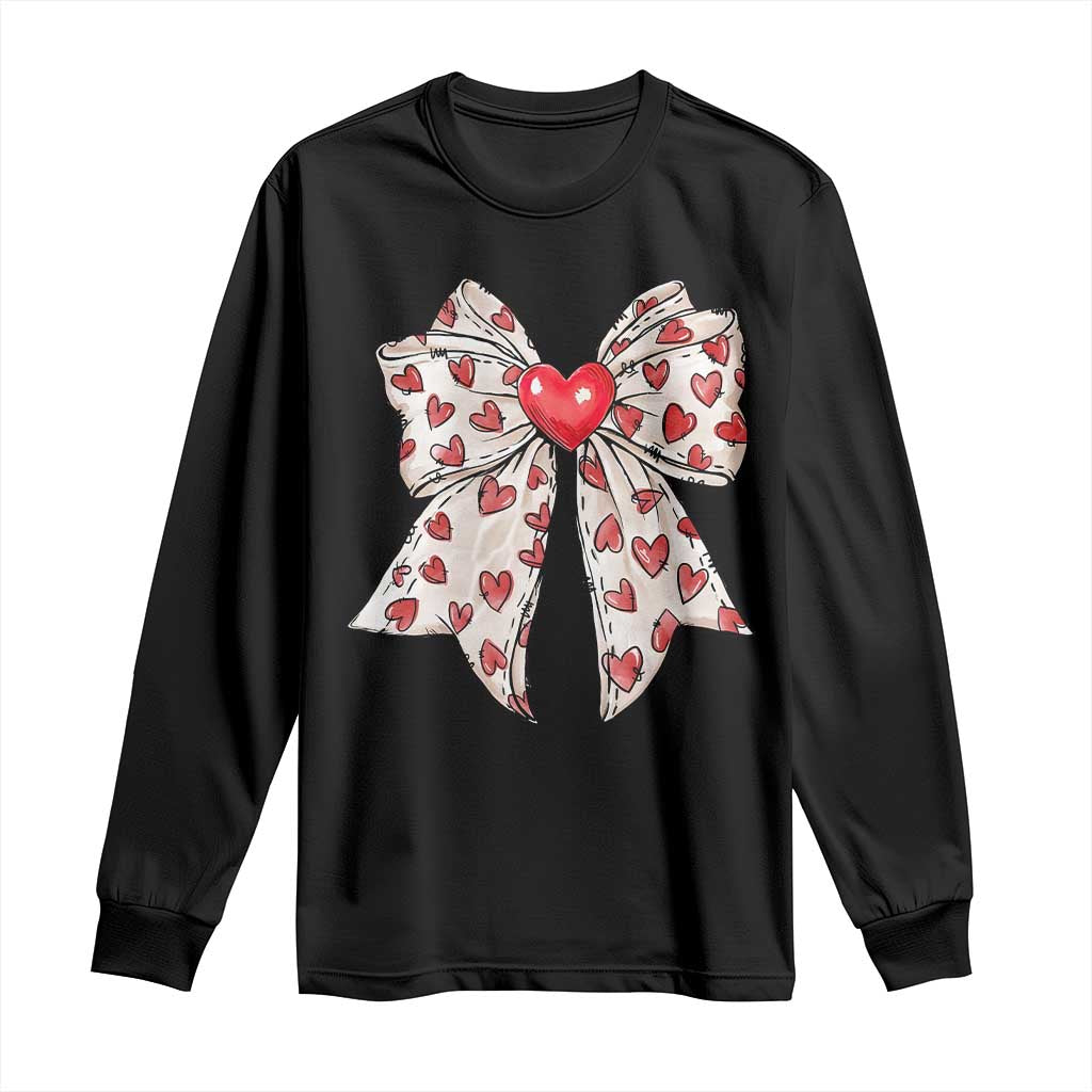 Coquette Valentine's Day Long Sleeve Shirt Heart Bow