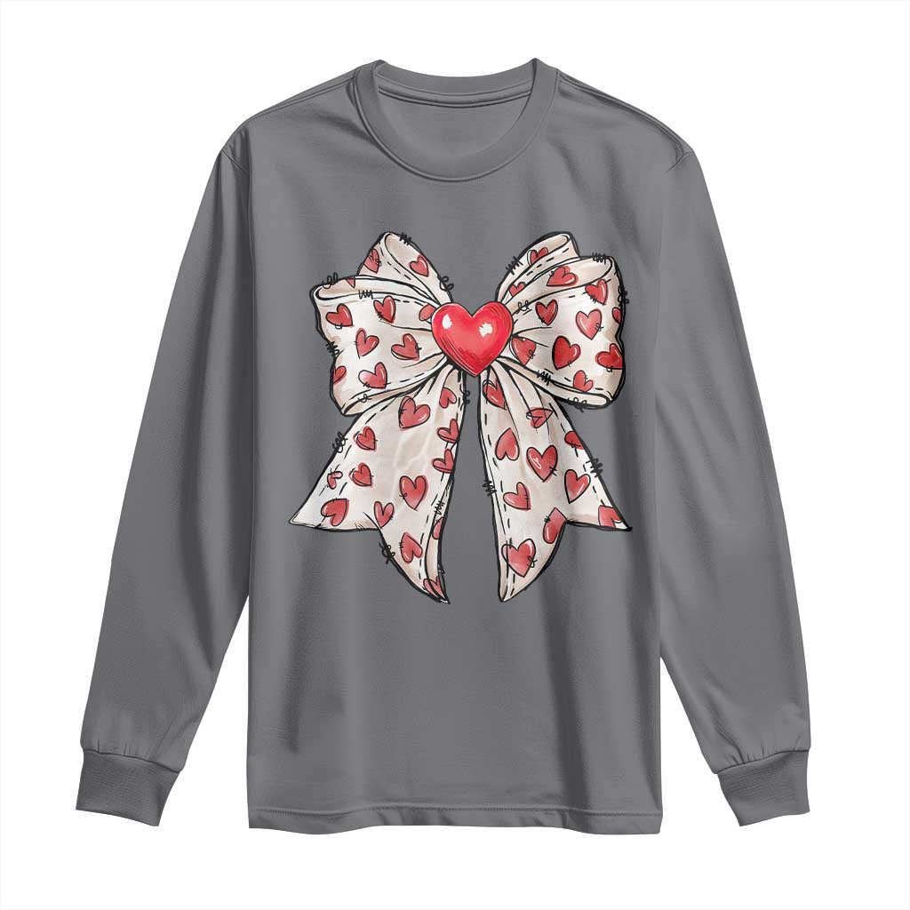 Coquette Valentine's Day Long Sleeve Shirt Heart Bow