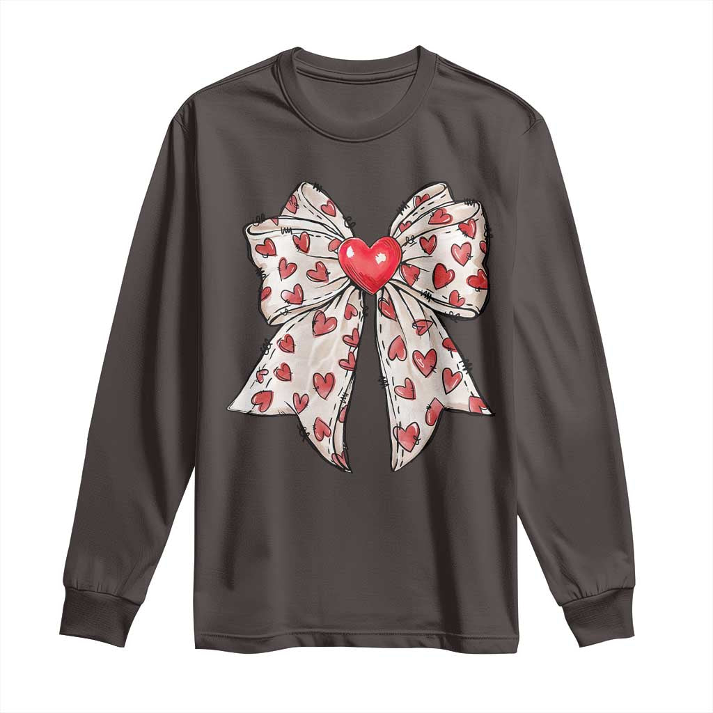 Coquette Valentine's Day Long Sleeve Shirt Heart Bow