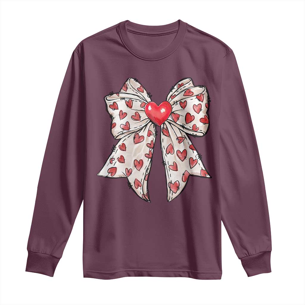 Coquette Valentine's Day Long Sleeve Shirt Heart Bow