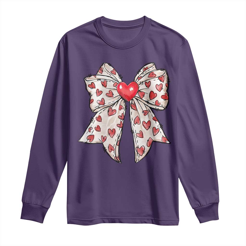 Coquette Valentine's Day Long Sleeve Shirt Heart Bow