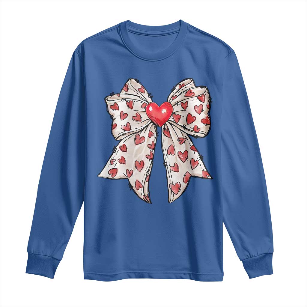 Coquette Valentine's Day Long Sleeve Shirt Heart Bow