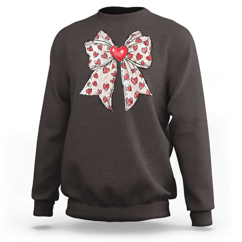 Coquette Valentine's Day Sweatshirt Heart Bow