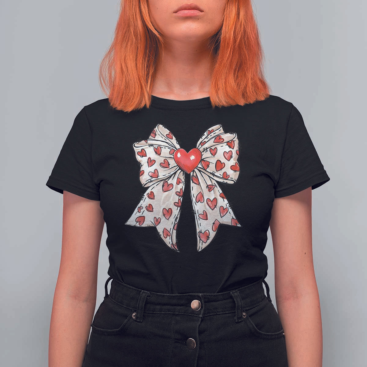 Coquette Valentine's Day T Shirt For Women Heart Bow