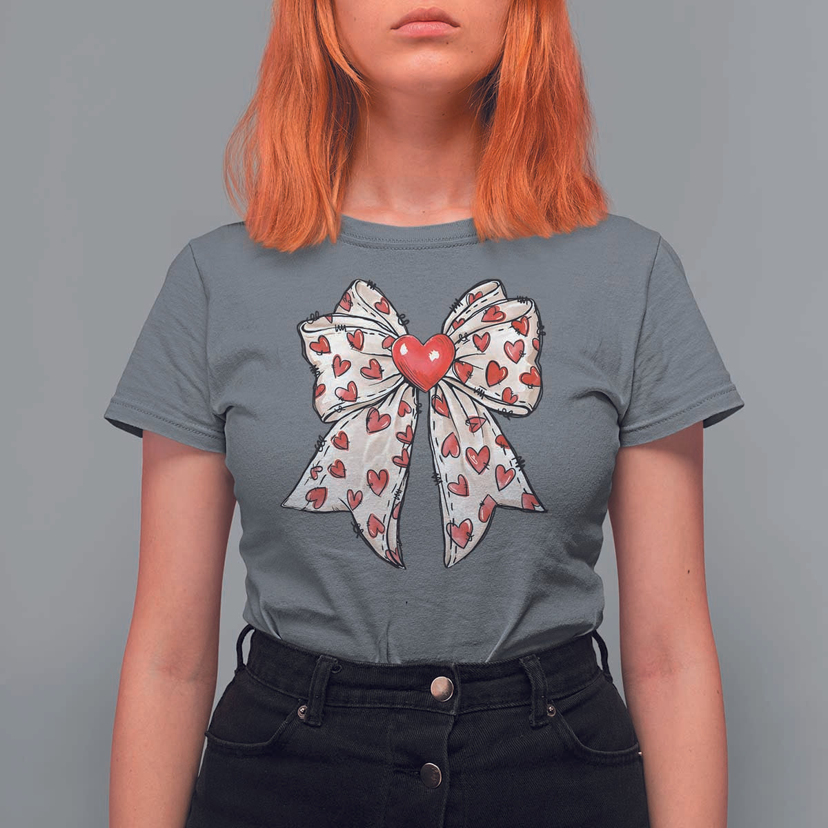 Coquette Valentine's Day T Shirt For Women Heart Bow