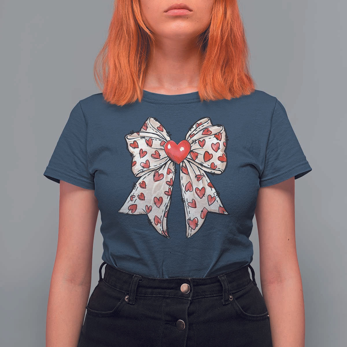 Coquette Valentine's Day T Shirt For Women Heart Bow
