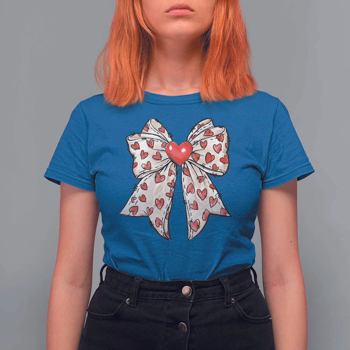 Coquette Valentine's Day T Shirt For Women Heart Bow
