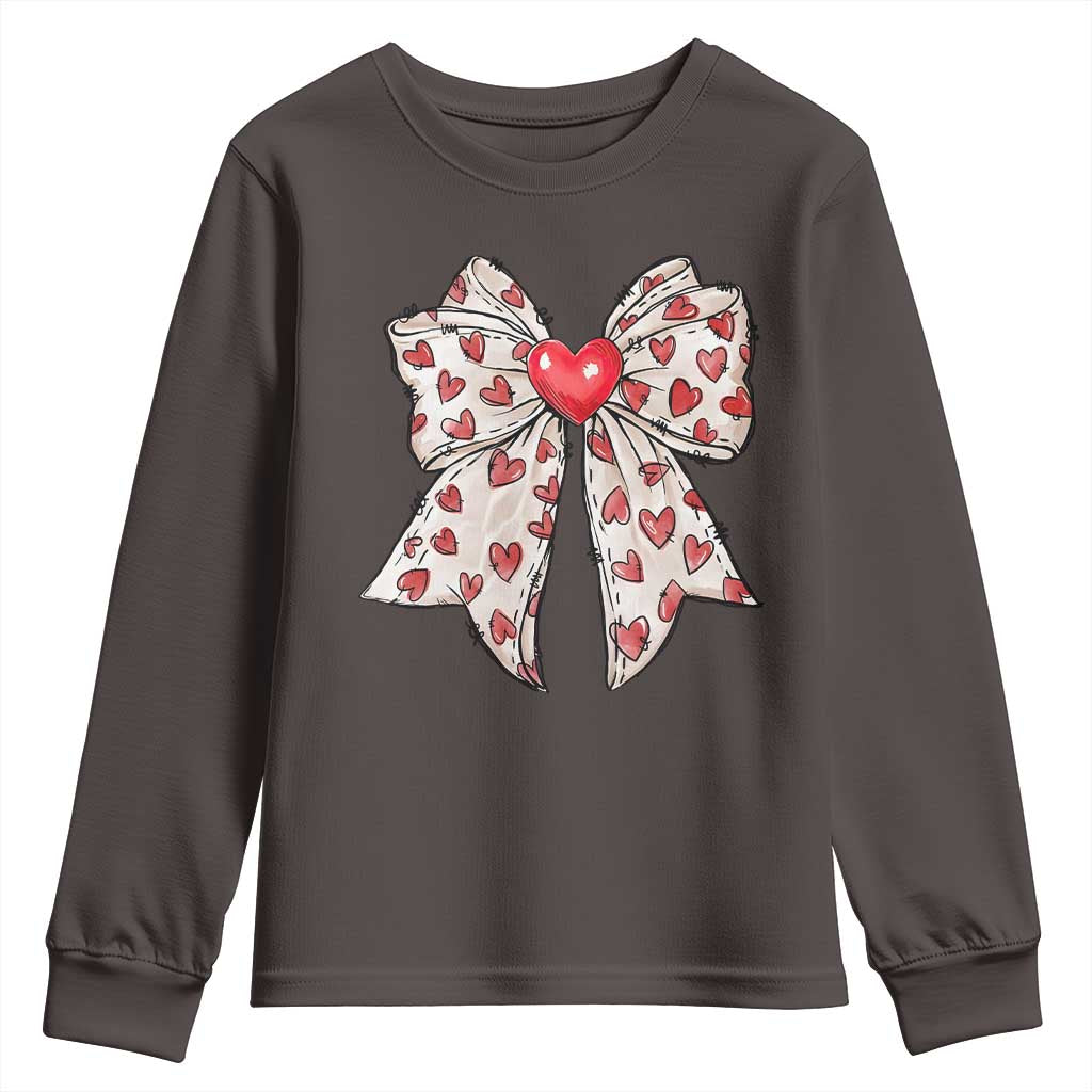 Coquette Valentine's Day Youth Sweatshirt Heart Bow