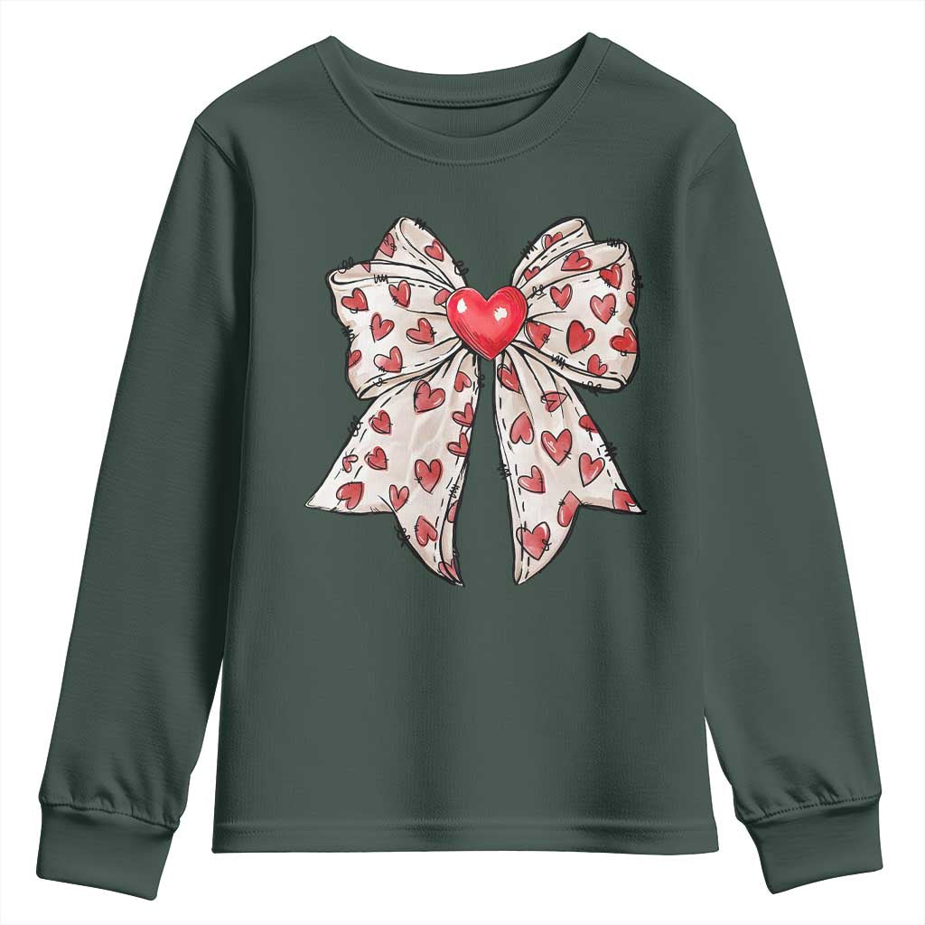Coquette Valentine's Day Youth Sweatshirt Heart Bow
