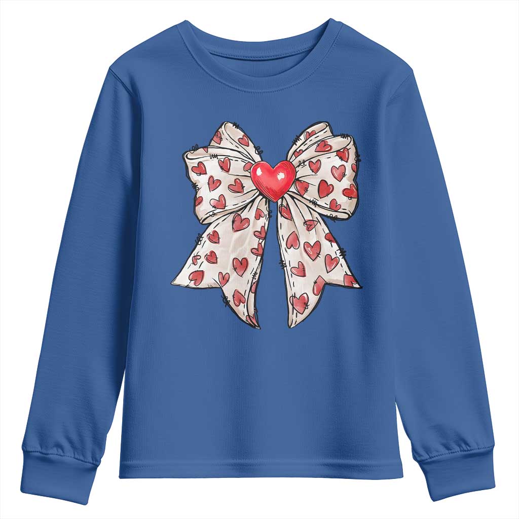Coquette Valentine's Day Youth Sweatshirt Heart Bow