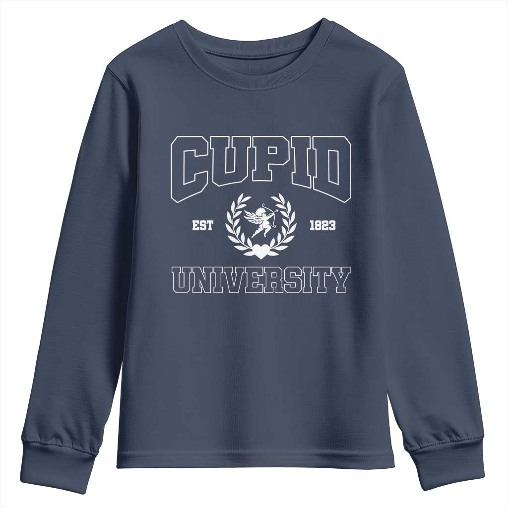 Cupid University Youth Sweatshirt Cute Valentine's Day Funny College