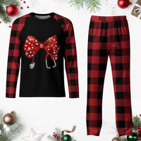 Nurse Coquette Valentine Heart Plaid Pajama Set Gift For Healthcare Professionals Bow - Wonder Print Shop