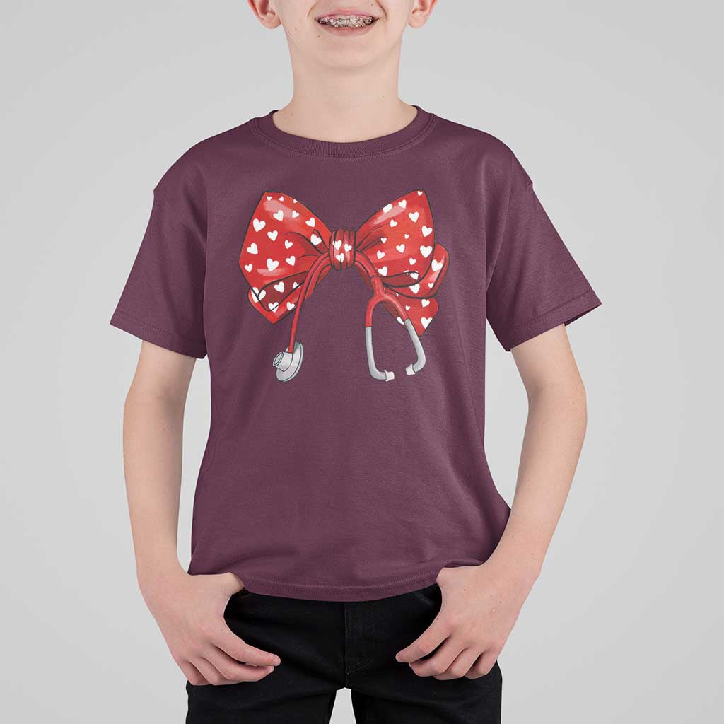 Nurse Coquette Valentine Heart T Shirt For Kid Gift For Healthcare Professionals Bow